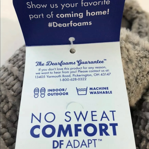 NEW Gray Fuzzy Dearfoam Memory Foam Slippers Indoor Outdoor Size Small - Picture 3 of 5